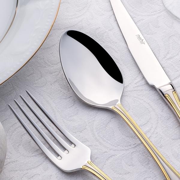 Lalezar Gold Satin 72-teiliges Besteckset mit Box