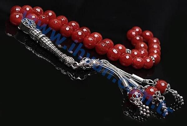 Achat Stein Rosenkranz (925 AYAR SILBER)