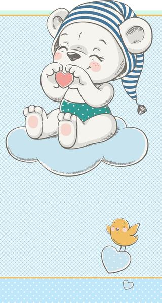 Bayev Çocuk Odası İçin Desenli Halı Bebek Ayı - 130x190 cm