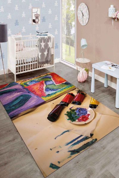 Birkilim Yıkanabilir İpeksi Kaymaz Taban Çocuk Odası Halısı | MLN-IP-SD-175