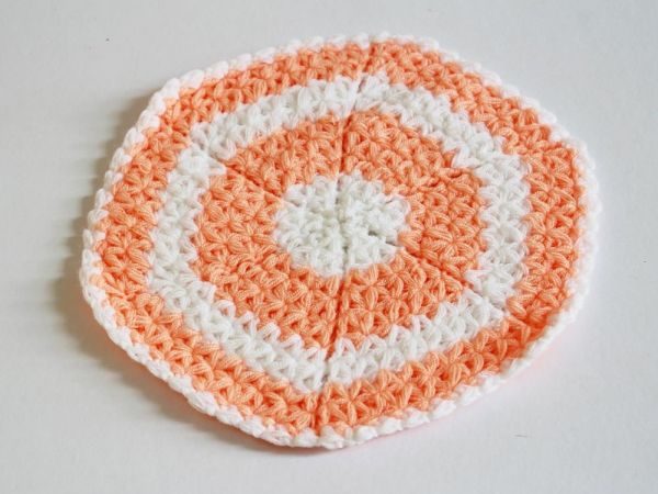 Rond Triangle Fibre Motif Orange Blanc