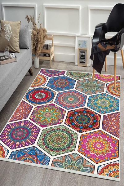 Birkilim Yıkanabilir Dekoratif Halı İpeksi Kaymaz Taban | MLN-IP-HS-370