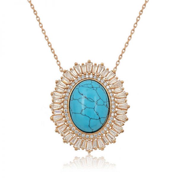 ​Gümüş Turkuaz Bayan Kolye