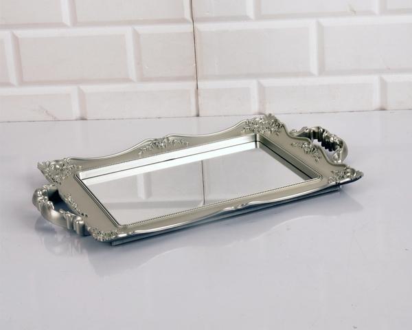 Bayev Polyester Rechteckige kleine verspiegelte Schale Silber - 300650