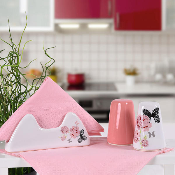 Gül Trend Tuzluk Biberlik Peçetelik 3 Parça | Keramika