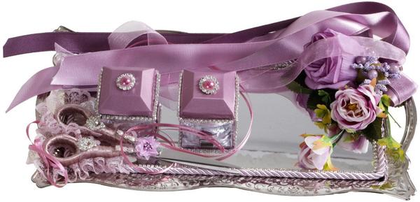Nişan Söz Tepsisi Çiçek ve Taş Süslü Pembe | NSN-0004