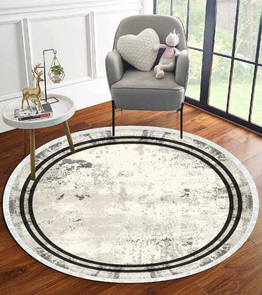 Birkilim Yuvarlak Yıkanabilir Dekoratif Halı İpeksi Kaymaz Taban | MLN-IP-YU-HT-1271