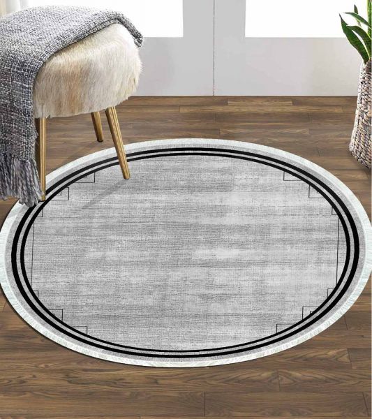Birkilim Yuvarlak Yıkanabilir Dekoratif Halı İpeksi Kaymaz Taban | MLN-IP-YU-HT-1381