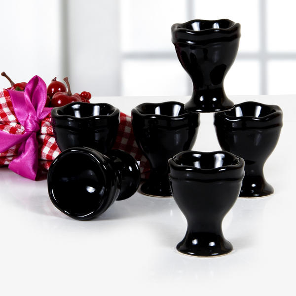 Black Juliet Egg Holder 7 Cm 6 Pieces | Keramika
