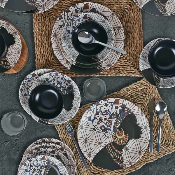 Afrikalı Kadınlar Yemek Takımı 24 Parça 6 Kişilik - 18111 | Keramika