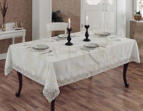 Sedef Glitzerloses Tischset - 26-teilig Creme