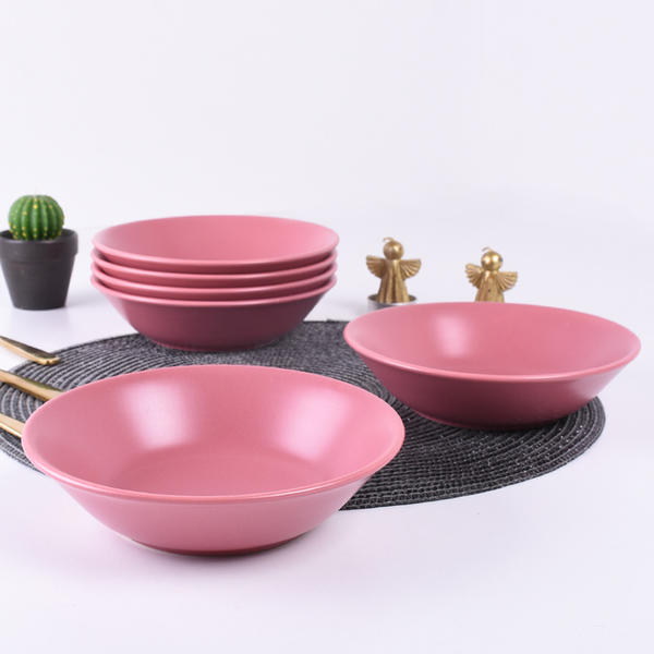 Keramika | 18 Cm 6 Adet Mat Gül Kurusu Hitit Yemek Tabağı