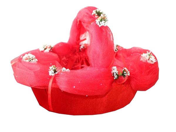 Çiçekli Kırmızı Kına Sepeti