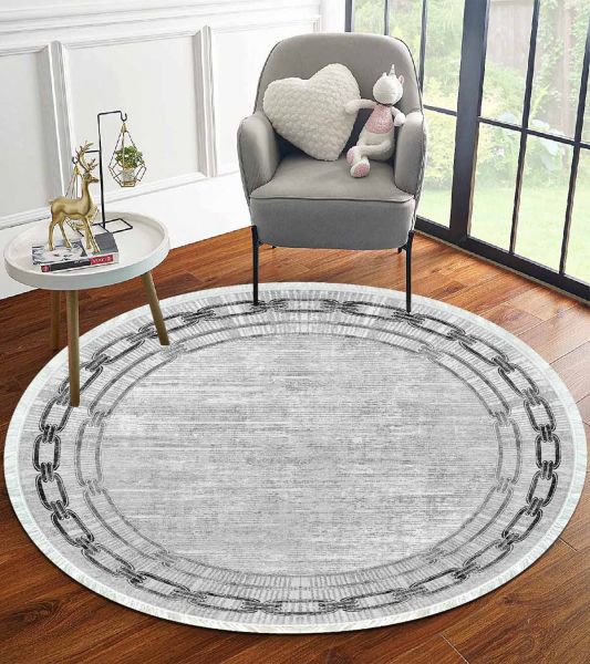 Birkilim Yuvarlak Yıkanabilir Dekoratif Halı İpeksi Kaymaz Taban | MLN-IP-YU-HT-900