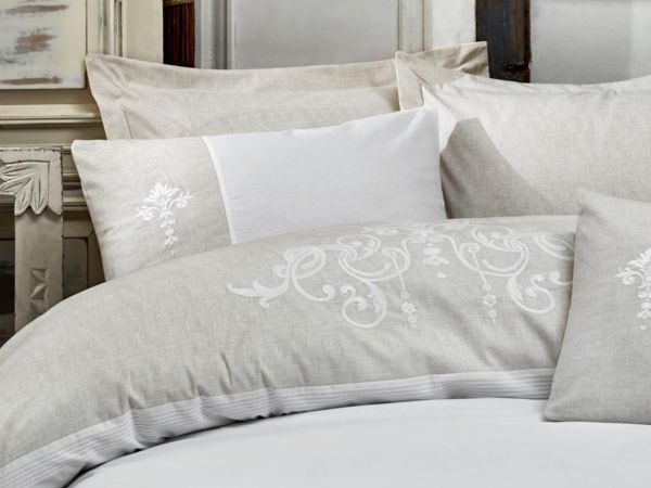 Cottonbox Brode Çift Kişilik Nevresim Takımı Adel Bej