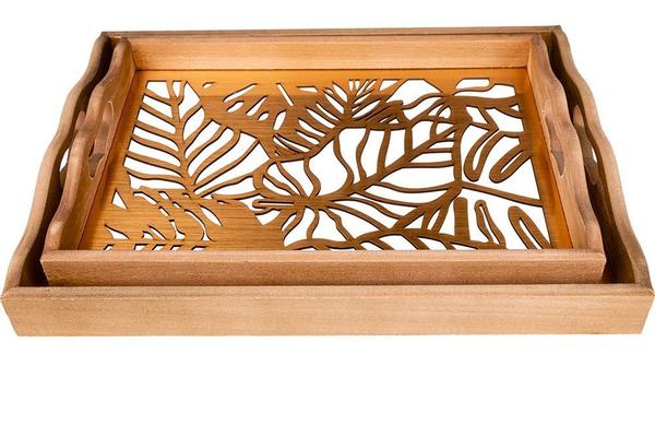 2li Tahta Tepsi | Yükseklik 5.5 cm | By-y452-2