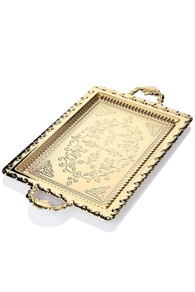 Queen's Kitchen | Lüx Altın Kaplama Dikdörtgen Tepsi