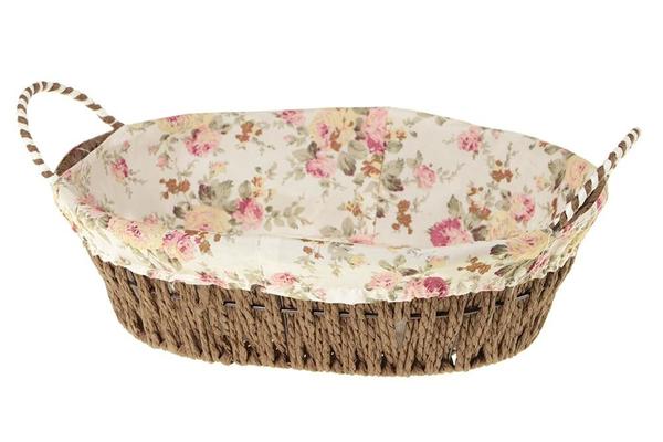 Kosova Oval Ekmek Sepeti Çiçekli Kahverengi