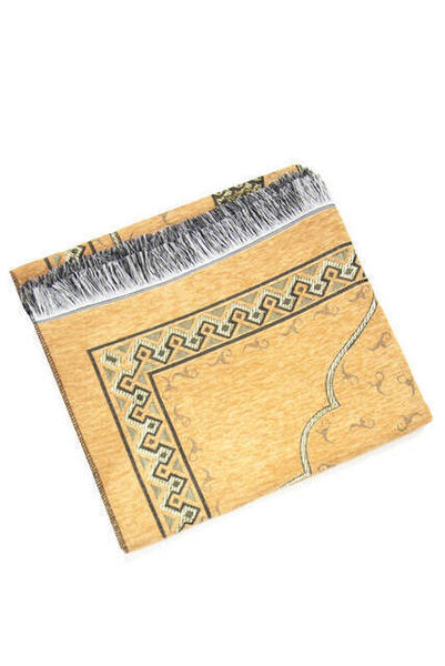 Tapis de prière en chenille de luxe Tulipes - Couleur moutarde