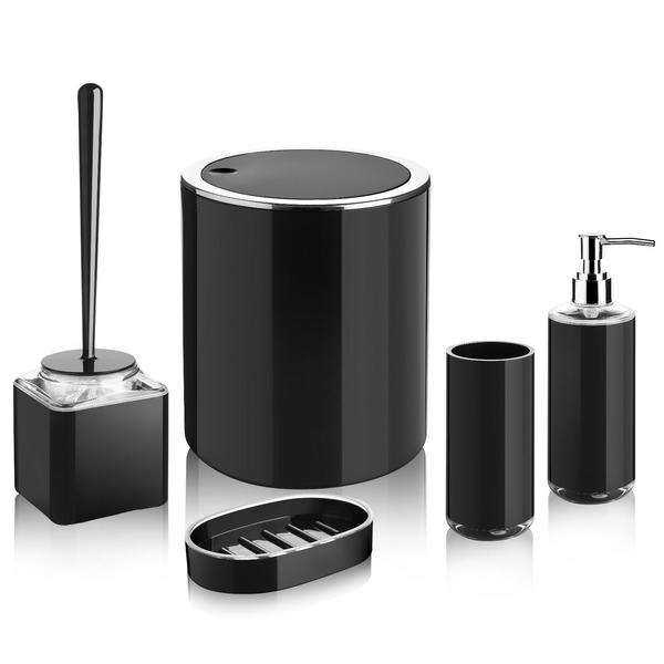 Ensemble de salle de bain carré 5 pièces à double impression Bayev - Noir