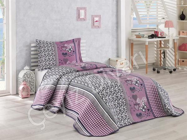 Jakarlı Tek Kişilik Yatak Örtüsü Queen Pembe | Cotton Box