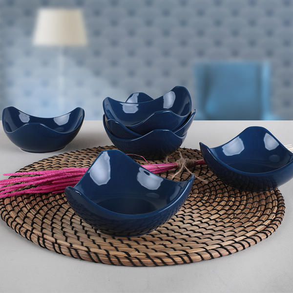 Porte-biscuits Lotus Bleu Indigo / Sauce 14 Cm 6 Pièces | Keramika