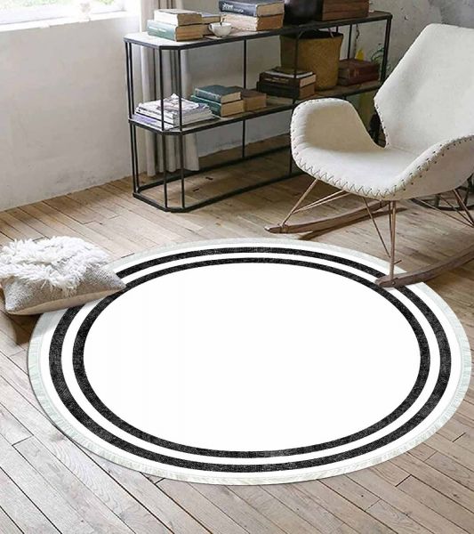 Birkilim Yuvarlak Yıkanabilir Dekoratif Halı İpeksi Kaymaz Taban | MLN-IP-YU-SD-299