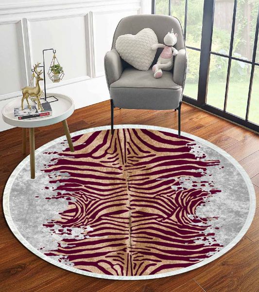 Birkilim Yuvarlak Yıkanabilir Dekoratif Halı İpeksi Kaymaz Taban | MLN-IP-YU-HT-1117