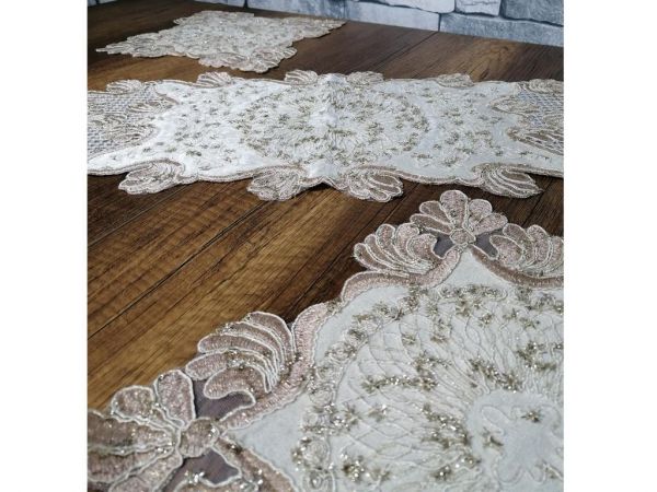 Aria Nakışlı Yatak Odası Ve Salon Takımı Krem Pudra