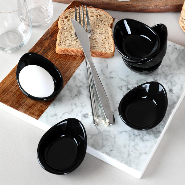 Support d'oeuf noir moelleux 8 Cm 6 pièces | Keramika