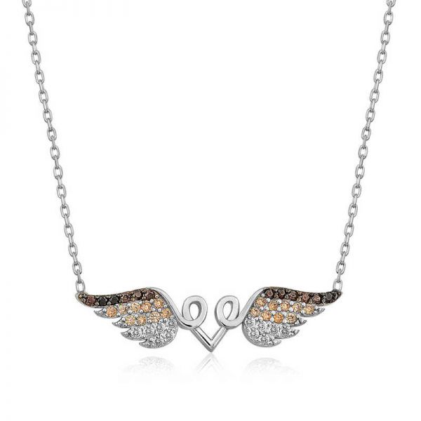Gümüş Kanatlı Kalp Kolye
