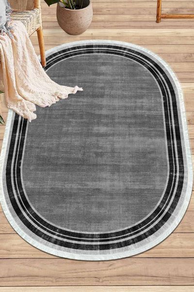 Birkilim Oval Yıkanabilir İpeksi Kaymaz Taban Dekoratif Halı | MLN-IP-O-HY-1245