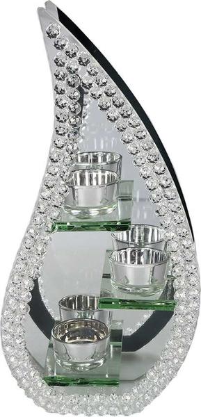 Dematex Dekoratif Kiristal Taş Süslü Aynalı Cam Mumluk | DM-14