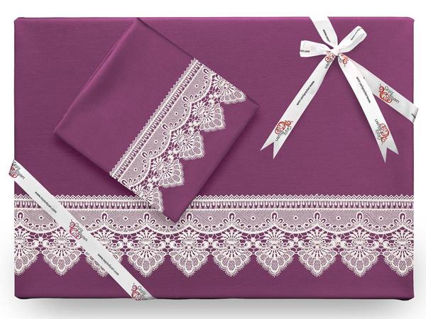 Kristal French Guipure Bettbezug Set Plum
