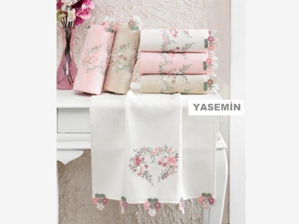 Jasmine Velvet Embroidered Embroidered Hand Face Towel Powder