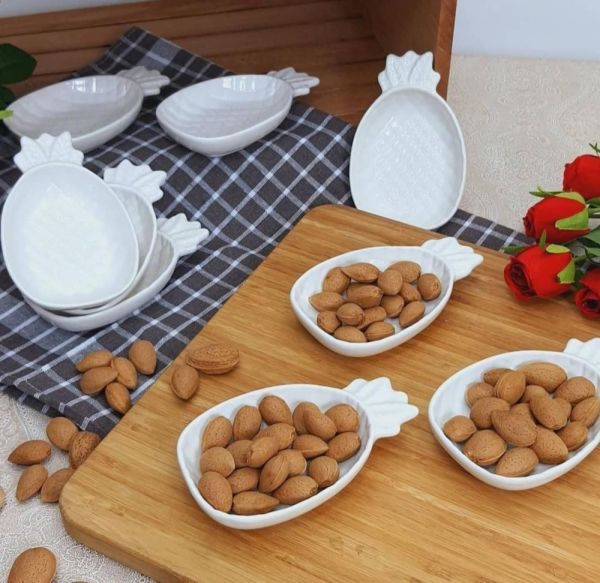 Alper Home 6'lı Seramik Beyaz Ananas Çerezlik