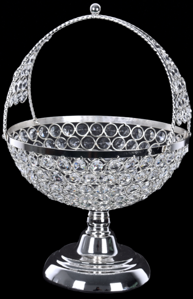 Dekonaz Lüks Kristal Taşlı Kulplu Meyvelik | Gümüş