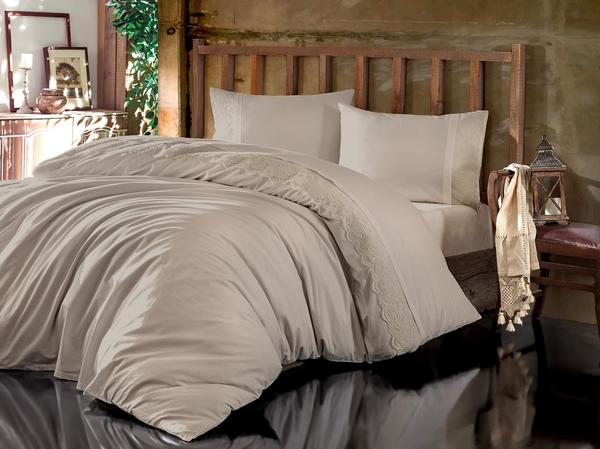 Soley Guipure Doppelbettbezug-Set - Cappucino