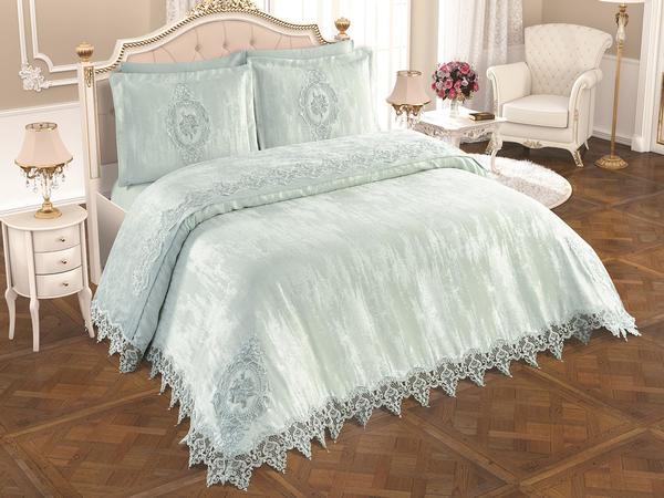 French Laced Dowry Pique Set Cloud Water Green