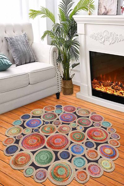 Birkilim Yuvarlak Yıkanabilir Dekoratif Halı İpeksi Kaymaz Taban | MLN-IP-HT-1523