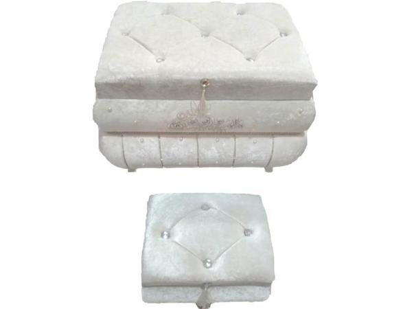 Füsun Lüks Kadife 2'li Çeyiz Sandığı Krem