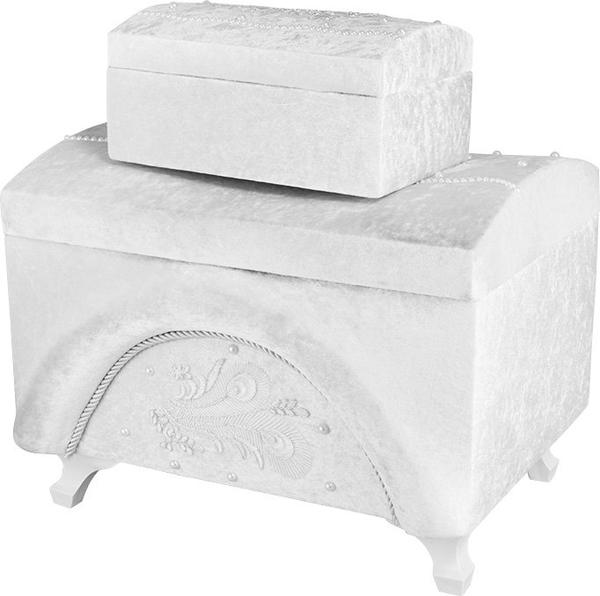 Dekonaz 2'li İnci Süslemeli Çeyiz Sandığı | Krem | SDK-0003