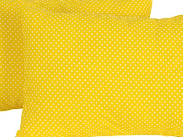 White Dotted 2 Pillow Cover Yellow