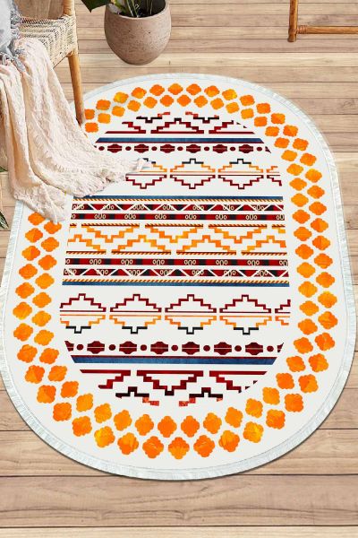 Birkilim Oval Yıkanabilir İpeksi Kaymaz Taban Dekoratif Halı | MLN-IP-O-HY-901