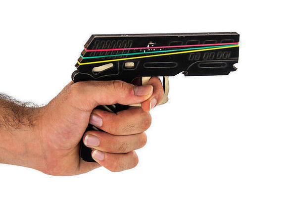 مسدس رمي مطاطي - مسدس لعبة خشبي