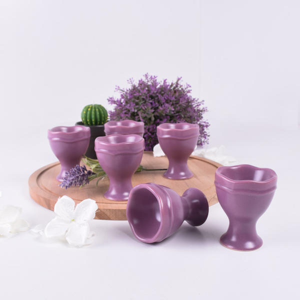 حامل بيض جوليت بنفسجي مطفي 7 سم 6 قطع | كيراميكا