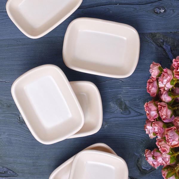 سناك / صوص مستطيل الشكل أبيض فاتح غير لامع 13 سم 6 قطع | كيراميكا