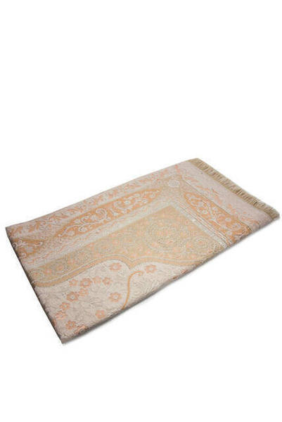 Cotton Embossed Silvery Prayer Rug - Orange