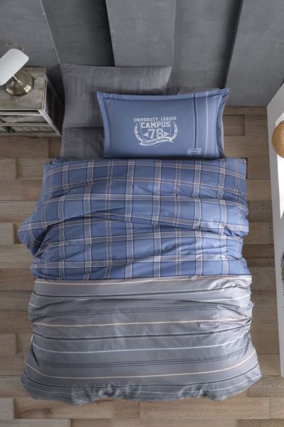 Clasy Ranforce Campus v1 Mavi Tek Kişilik Nevresim Takımı