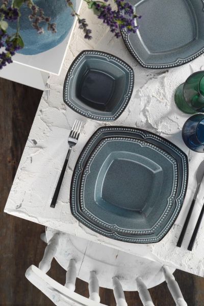 Pearl Dot Line 24 Parça Yemek Seti Mavi